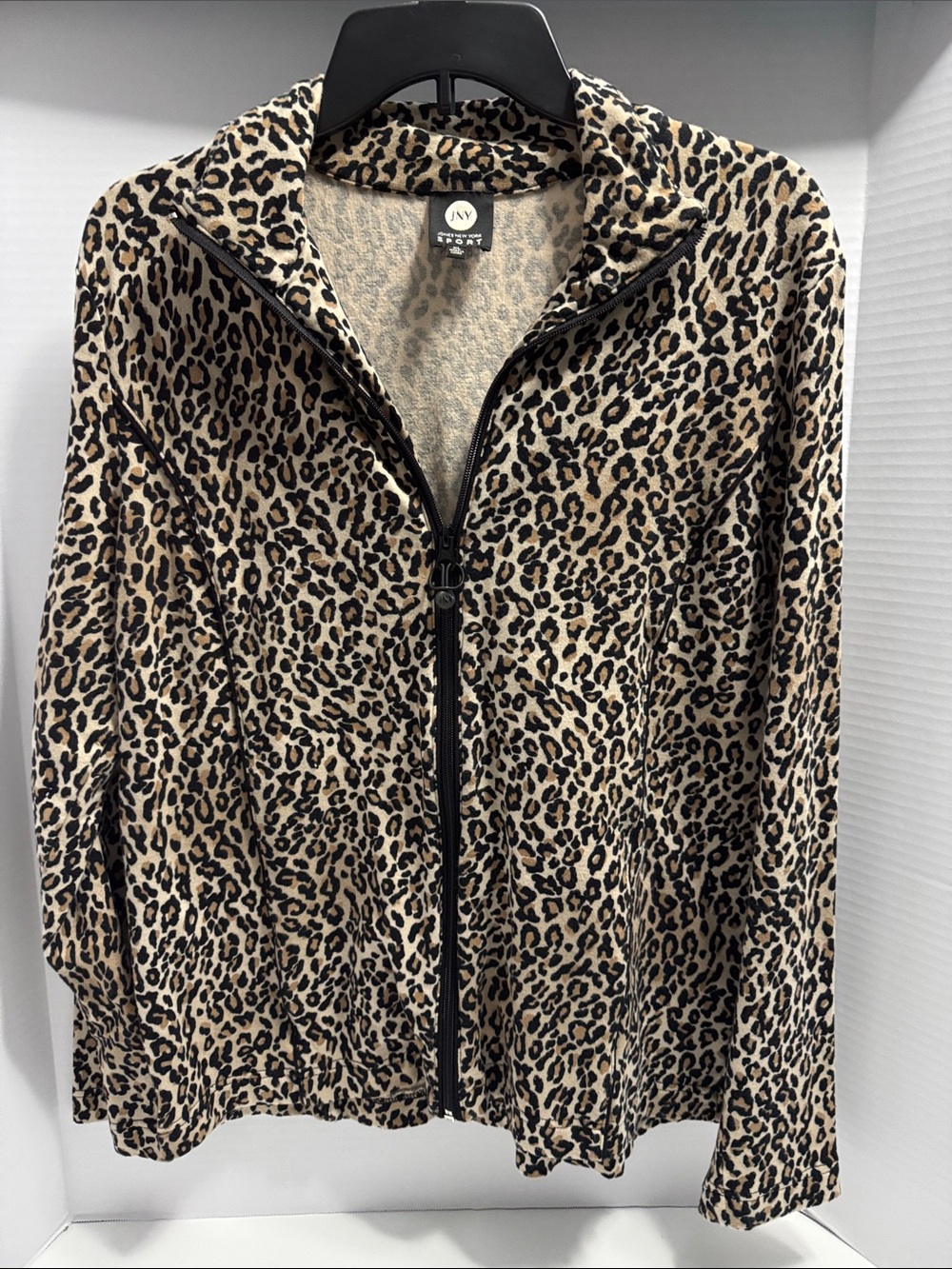 Jones New York Sport Leopard Print Jacket - Black, Tan, Cream